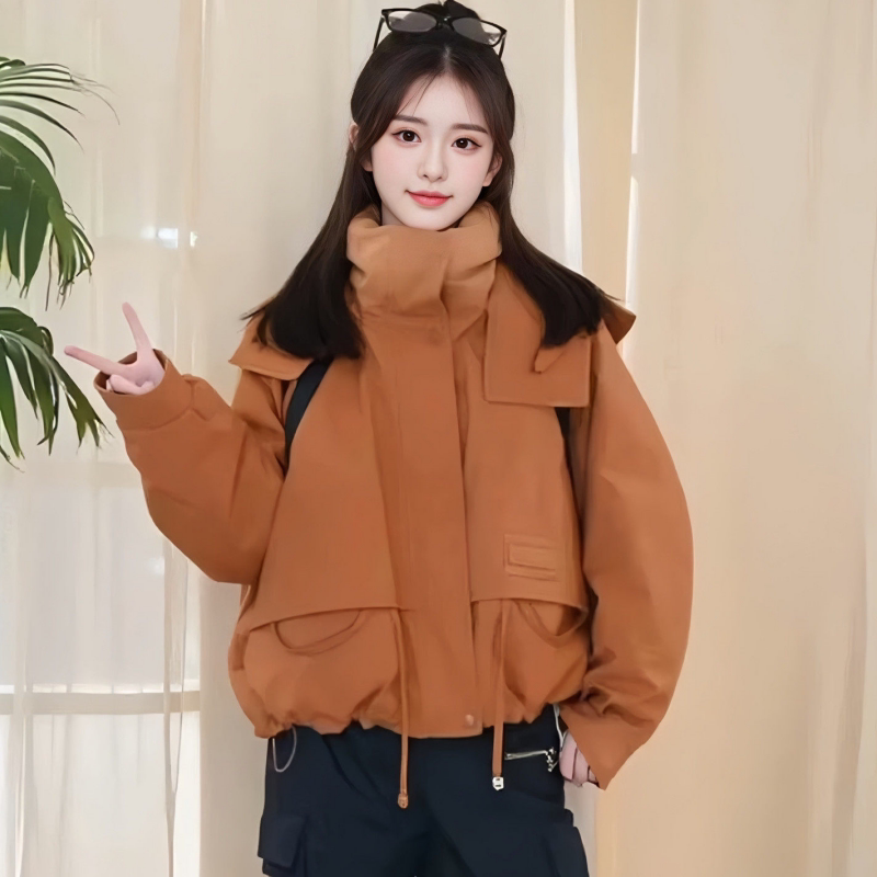 2025年冬季新款韩版短款高级感棉服女连帽宽松休闲巨好看加厚外套
