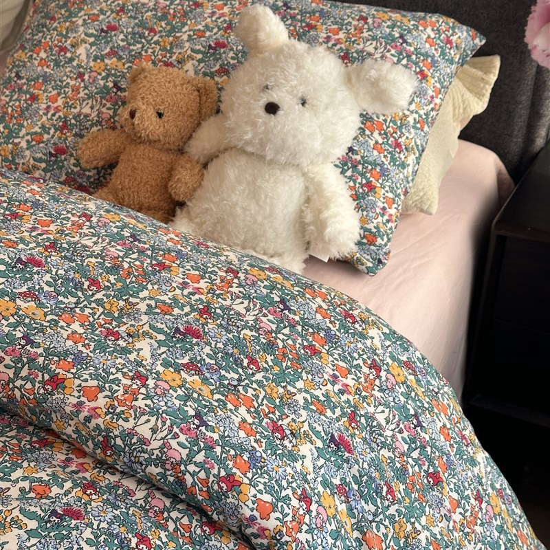 花园游记柔软针织l棉四件套俏皮可爱碎花天竺棉全棉床品可亲肤裸