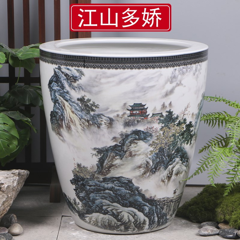 景德镇加高款陶瓷鱼缸大号招财金鱼乌龟缸盆睡碗莲水仙荷花盆缸