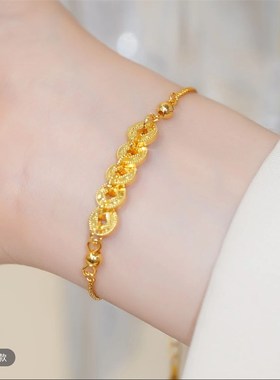 新中式碎冰冰五帝钱手链女时尚高级感手串轻奢气质百搭爆款手饰潮