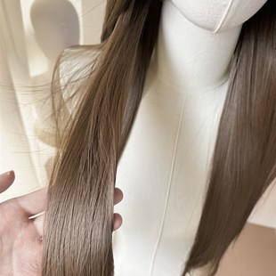 茶棕桦棕色中分cos手钩前额蕾丝假发毛胚古风古装通用广陵王75cm