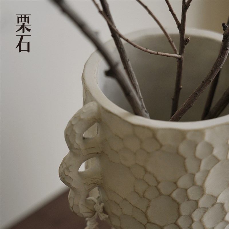 栗石【仙女杯】双耳流苏花器多肉绿植盆创意民宿客厅摆件水泥花盆