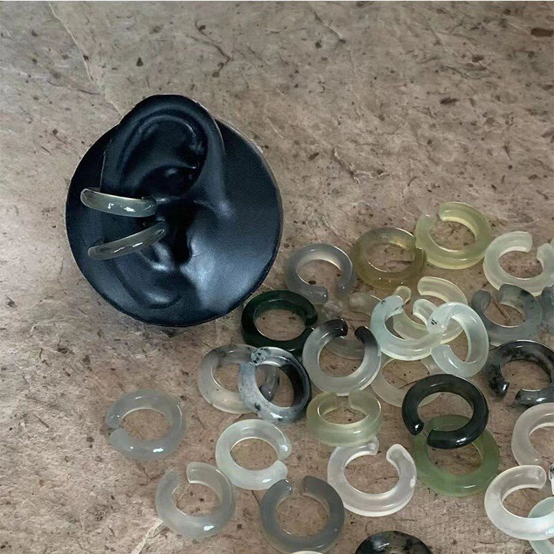 无穿刺玉石耳夹新款可达奢华新款中国风男女秀玉学生耳扣耳环耳挂