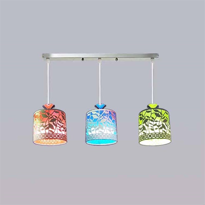 餐厅吊灯三头饭厅吧台餐吊灯具铁艺彩光简约现代田园风格餐桌吊灯