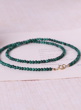 简约孔雀石项链女细项圈颈链锁骨链长短款个性毛衣链佛牌链男通勤