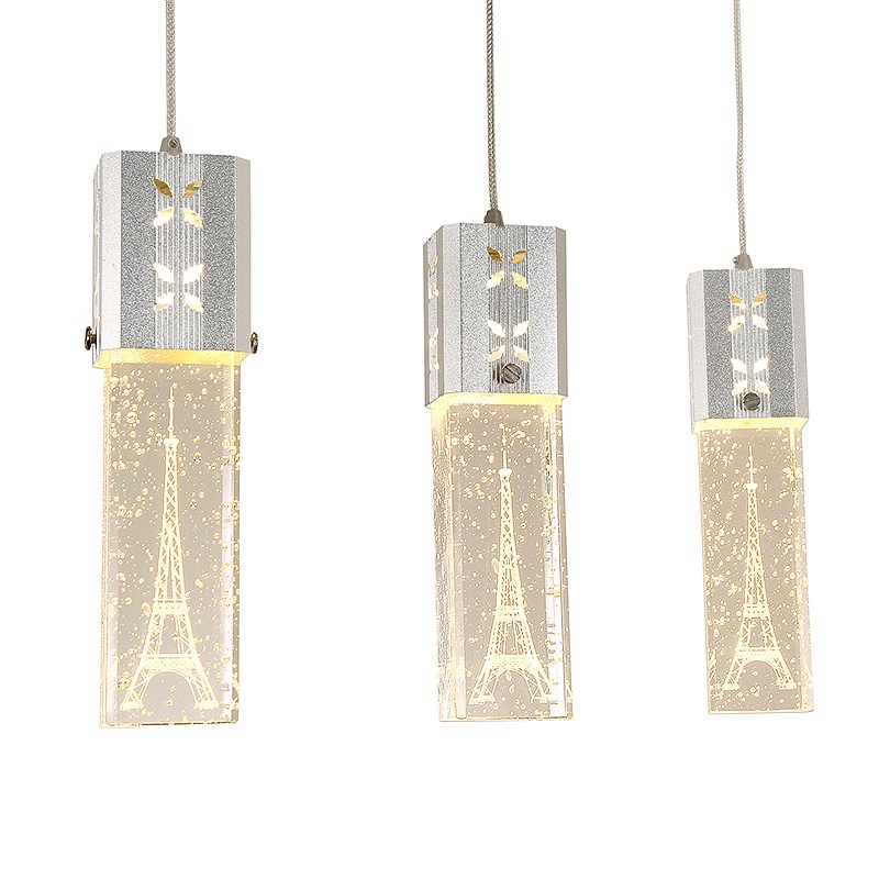 创意轻奢餐厅吊灯现代简约三头饭厅水晶餐桌灯个性单头吧台小吊灯