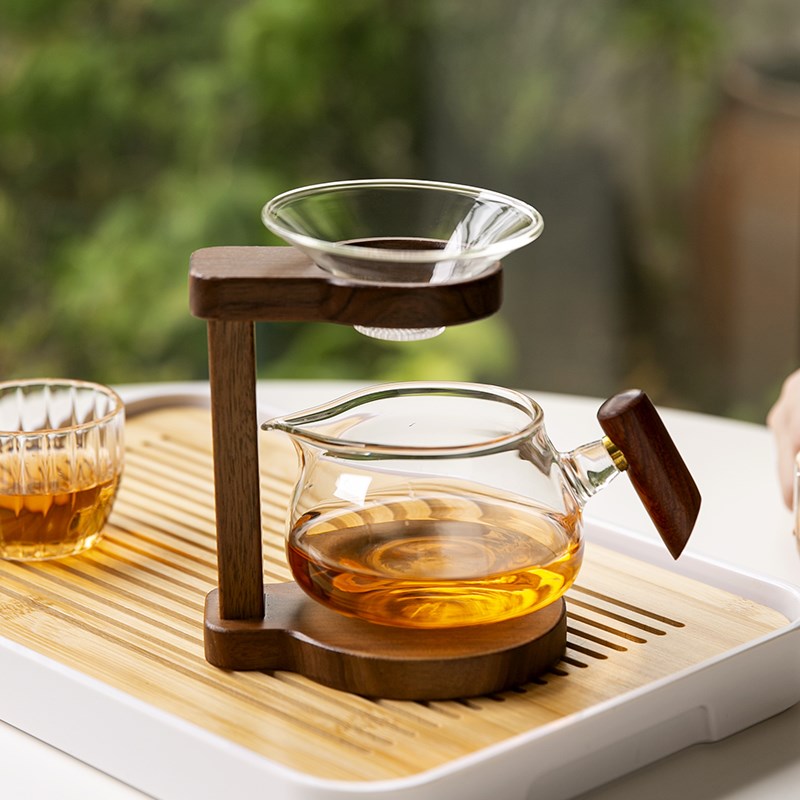 创意懒人玻璃一体茶滤茶漏泡茶神器茶叶茶渣过滤网架公道杯套装