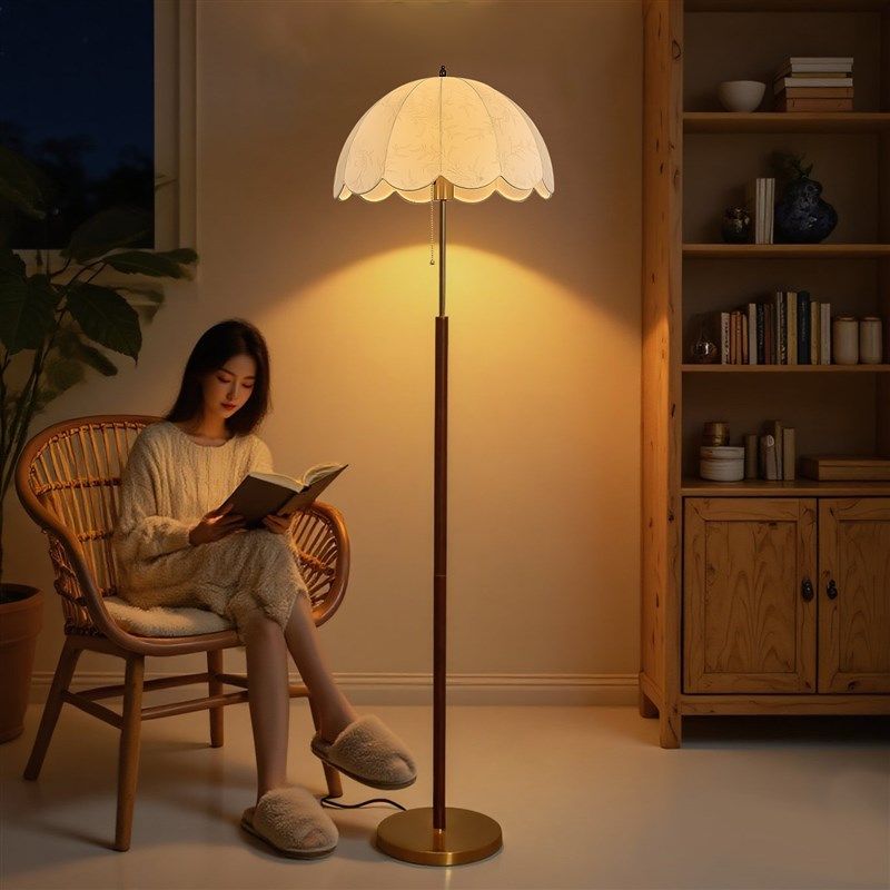 落地灯北欧覆古中古风客厅沙发旁装饰气氛灯led护眼卧室床头灯具