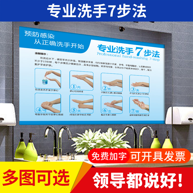 七步洗手法墙g贴幼儿园七步洗手法图洗手七步法防水墙贴步骤图