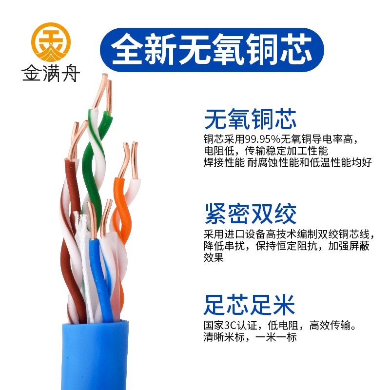 六类室内外屏蔽网络线CAT6千兆家用工程23awg宽带监控POE摄像头线