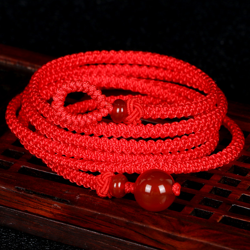 红玛瑙本命年红绳腰链腰带鸿运当P头红绳男女款礼物