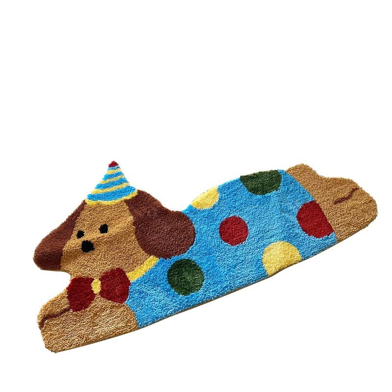 多巴胺床边地毯卧室客厅沙发茶几地垫可爱趴趴狗植绒防滑簇绒地毯