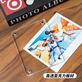 聚册sq方形拍立得亚克力相框照片框四角磁吸高透明桌面摆台