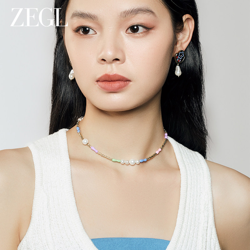 ZEGL设计师童心彩绘系列笑脸珍珠耳环女轻奢高级感耳钉银针耳饰品
