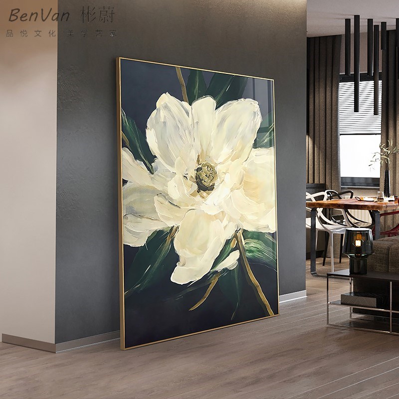 现代简约客厅装饰沙发背景u墙挂画轻奢卧室落地壁画花巨幅玄关定