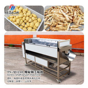 土豆毛辊清洗机设备 马铃薯去皮毛辊清洗机 连续式螺旋轴毛辊机
