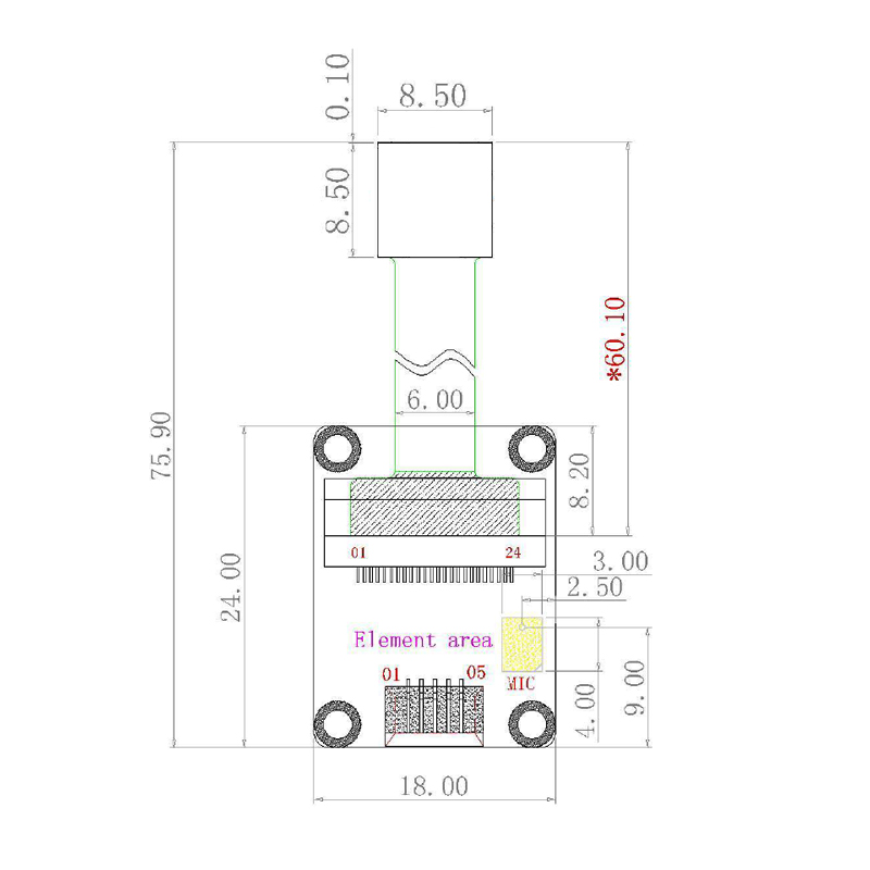 500万像素2Kl笔记本工业设备OV5640内置麦克风S摄像头模组