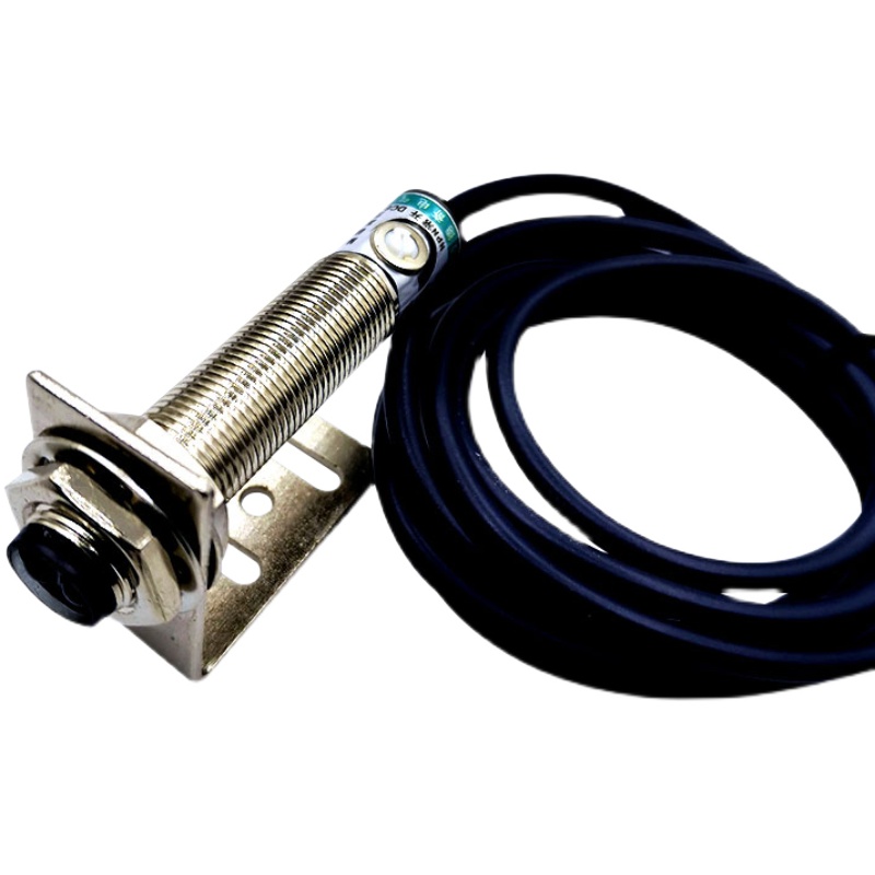 M12可调光电感应开关金属铜管漫反射型常开常闭E3F1-DS10C4P1P2