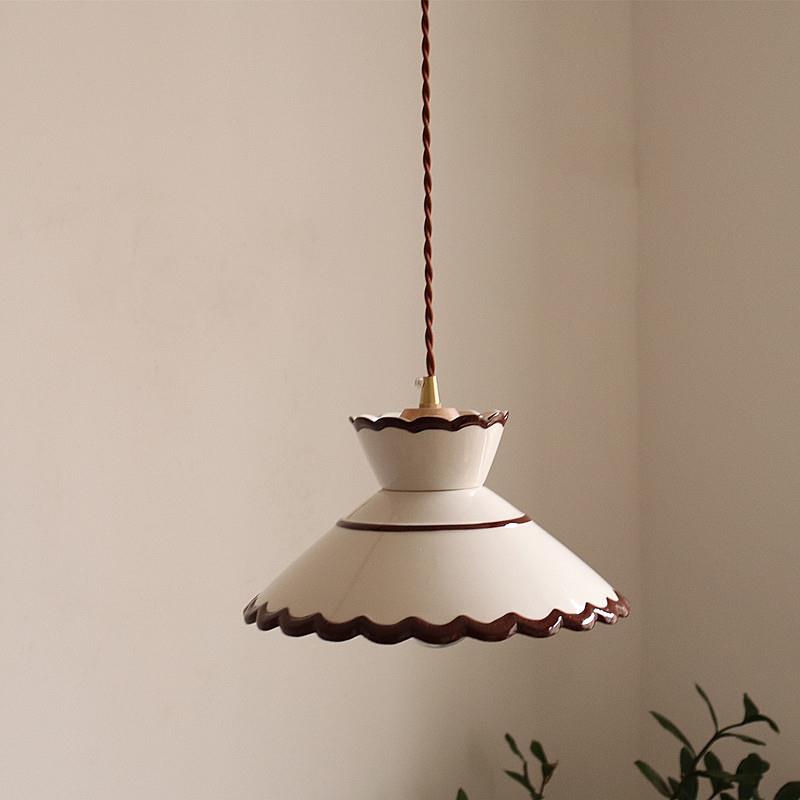 法式中古风手绘陶瓷吊灯餐厅床头玄关吧台过道日式复古奶油风灯具