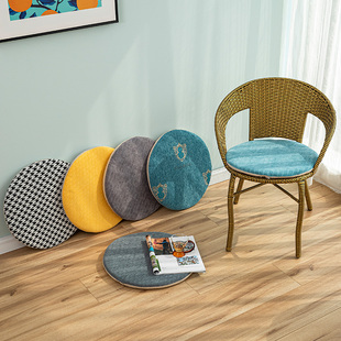 通用圆形椅子垫藤椅坐A垫加厚可拆洗圆凳子防滑可坐地 雪尼尔四季