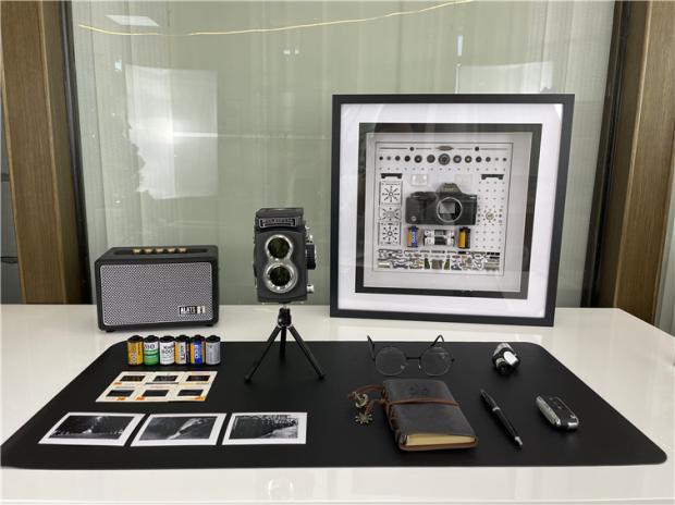 样板间书房装饰品书桌摆件飘窗托盘相G机模型现代简约软装桌面道