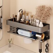 多功能吹风机置物架卫生间免打孔吹风机支架浴室壁挂式 吹风机架子