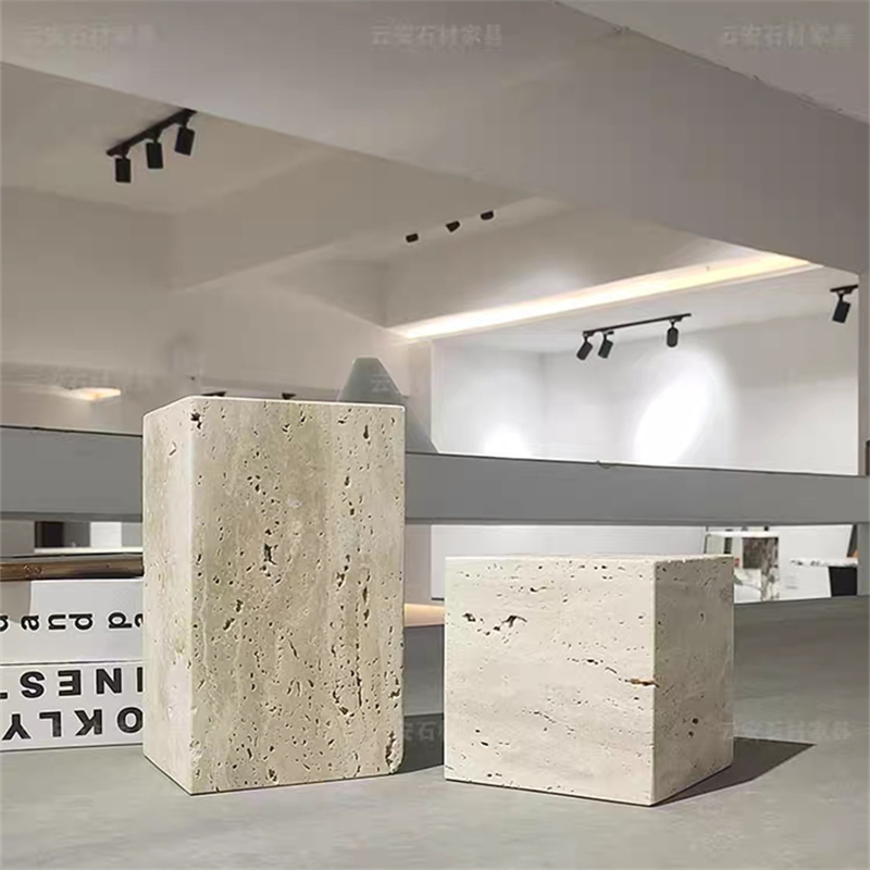 黄洞石雕塑台大理石o电视柜装饰客厅底座落地大理石墩入户玄关摆