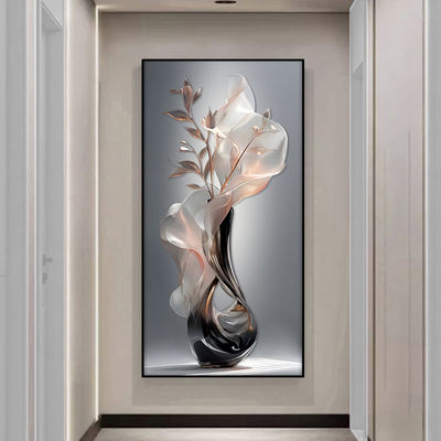 led带灯轻奢入户玄关装饰画走廊过道挂画简约壁画高级感平安富贵