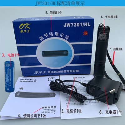 海洋王JW7301/HL微型防爆手电筒JW7302A超亮迷你强光消防帽配头灯
