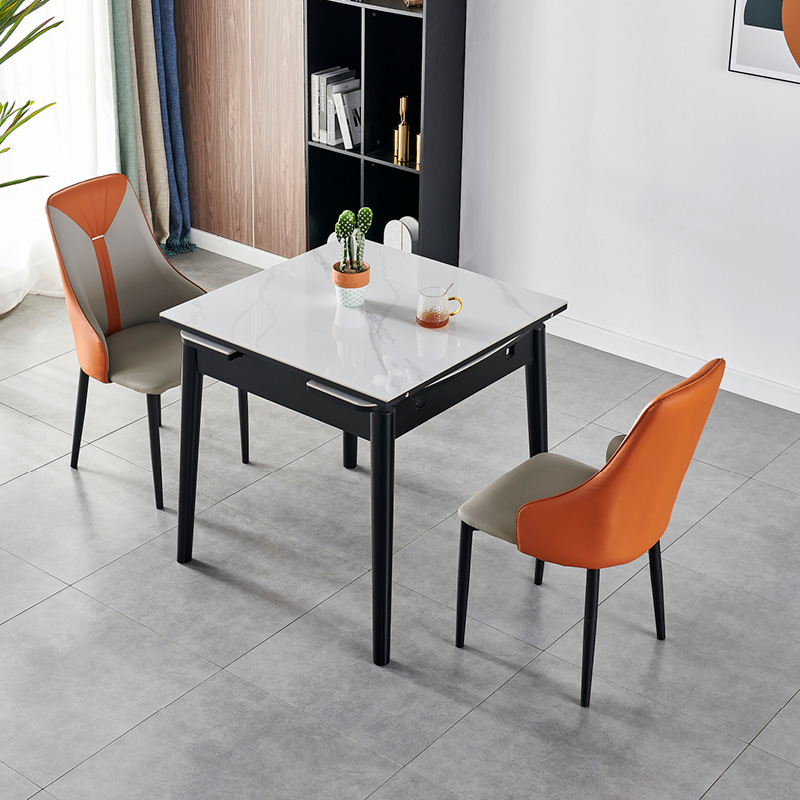 可伸缩折叠岩板餐桌椅组合现代简约小户型餐桌家用正方形饭桌餐台