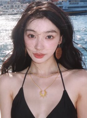 独特气质太阳项链女小众轻奢欧美风颈链轻奢精致复古个性百搭配饰