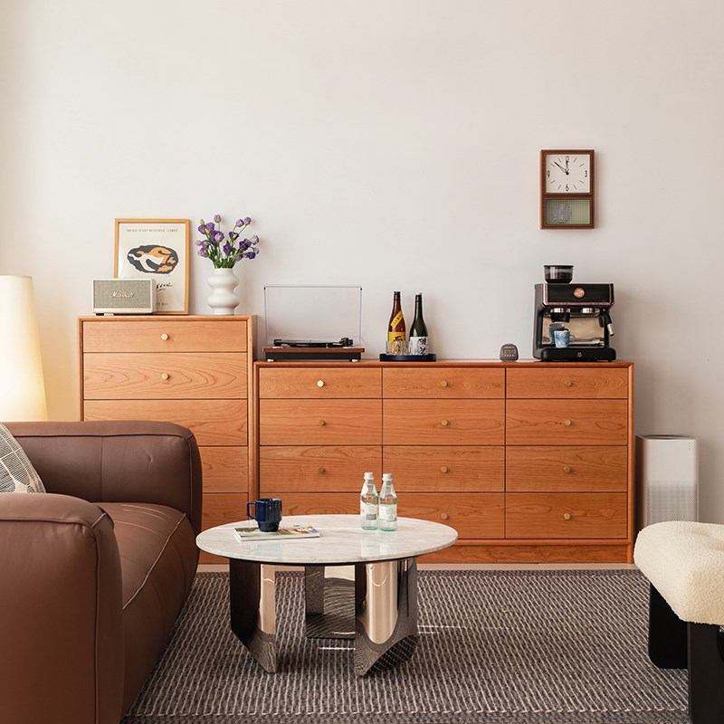 浮生记/五斗柜北欧日式樱桃木全实木斗柜储物柜家用12斗收纳矮柜