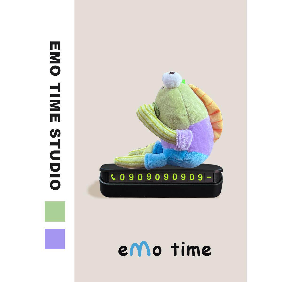 emo比奇堡呆呆鱼挪车电话牌可爱毛绒临时停车号码车载汽车摆件