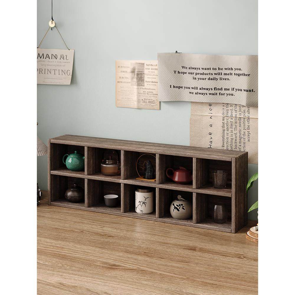 实木博古架桌面茶具杯置物架小型中式紫砂壶摆放收纳架九宫多宝阁