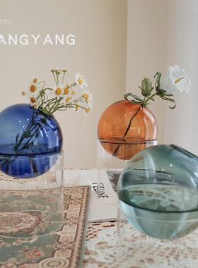 网红宝蓝色摆件轻奢现代简约家居饰品家装白色客厅插花艺干花花瓶