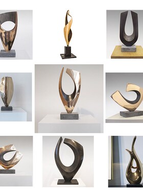 电镀抽象艺术工艺品摆件酒店样板间轻奢风小雕塑香槟金香槟银摆饰