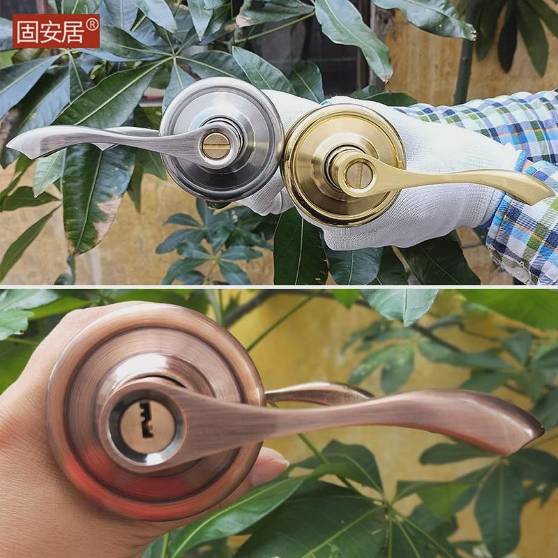 固安居金色球形执手锁家用卧室房门锁老式球形锁锌材把手球形门锁