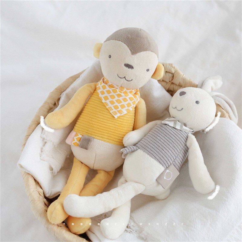 新生幼儿婴儿宝宝陪睡啃咬小兔玩偶猴子安抚娃娃公仔布偶毛绒玩具