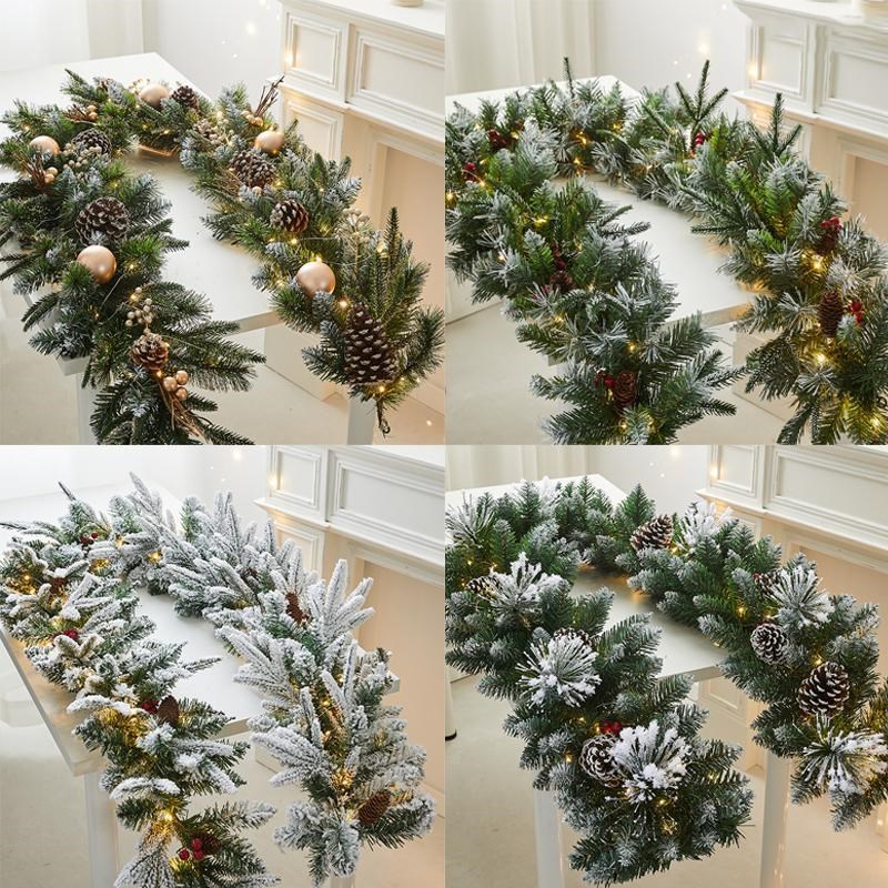 圣诞节加密植绒雪花藤条s装饰圣诞客厅餐桌壁炉布置道具圣诞藤条