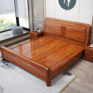 金花梨木实木床现代简约卧室1.8米双人大床菠萝格仿古中式红木床