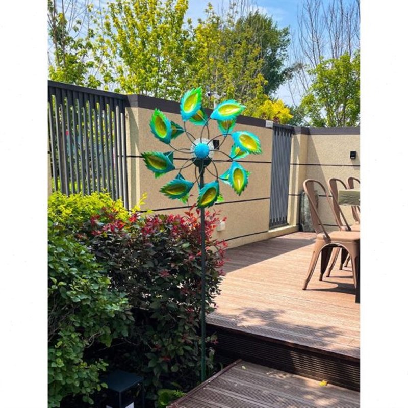 iyr7花园装饰铁艺庭院旋转摆件风车别墅露台户外布置造.景七彩太