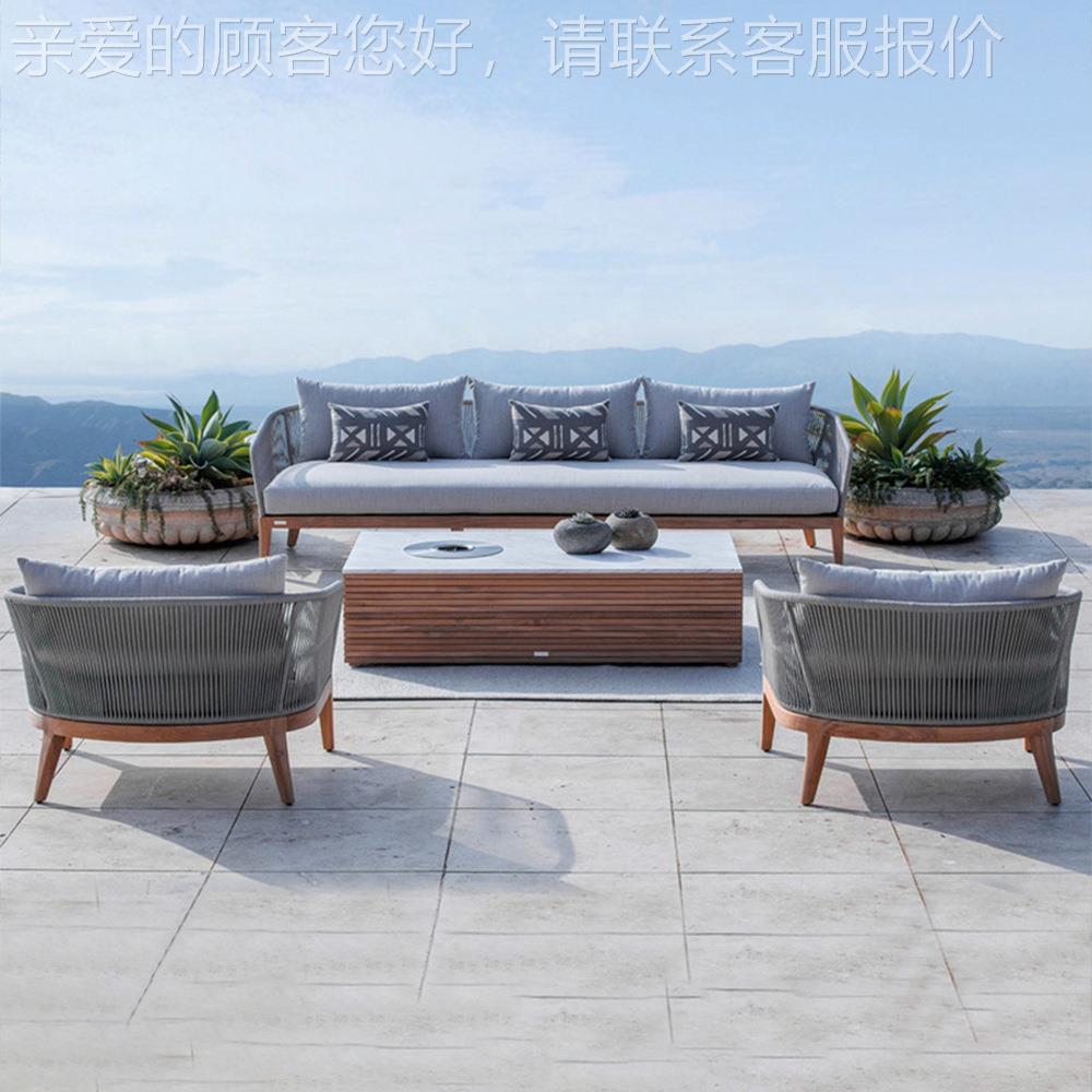 欧户外藤编发庭组院别墅花园露台室外沙阳台休闲916藤椅茶几合家