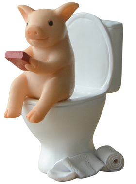 可爱马桶小猪摆件看书玩手机卡通公仔桌面装饰汽车载男女生日礼物