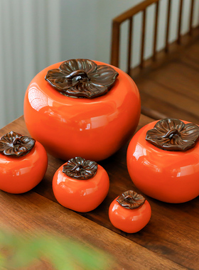 柿柿事事如意柿子摆件乔迁之喜客厅茶几酒柜玄关新年过Z年家里装