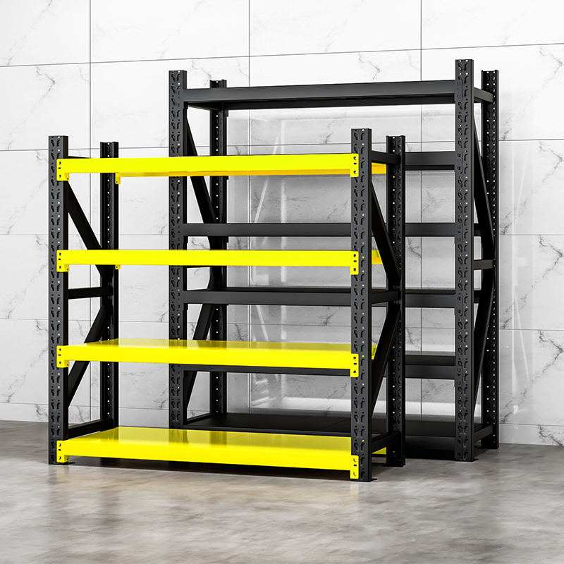 津仓家用c货架置物架多层落地仓库阳台储藏室杂物间商用黑黄收纳