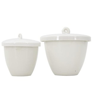 5个 冰禹BY 2314陶瓷坩埚耐高温1200带盖瓷坩埚实验坩埚25ml