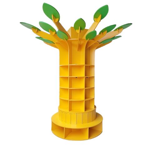 创意树形书架置物装饰摆件学校图书馆报刊架沙发软包坐凳一体柜架