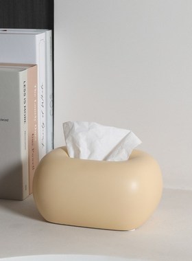 现代客厅茶几餐桌装饰品轻奢餐巾B抽纸盒北欧陶瓷奶油风纸巾盒摆