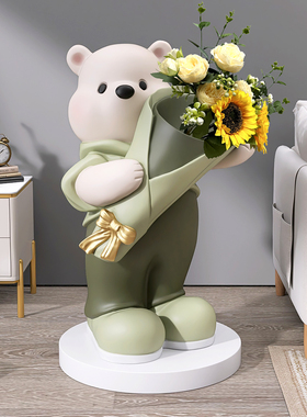 大型熊客厅落地j摆件家居装饰品玄关电视柜旁花瓶搬家乔迁新居礼
