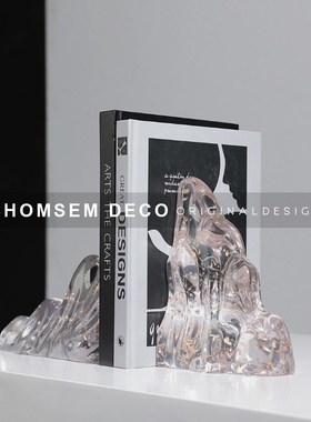 现代书房极简创意冰山书r靠样板房间卧室玄关办公室高档桌面装饰